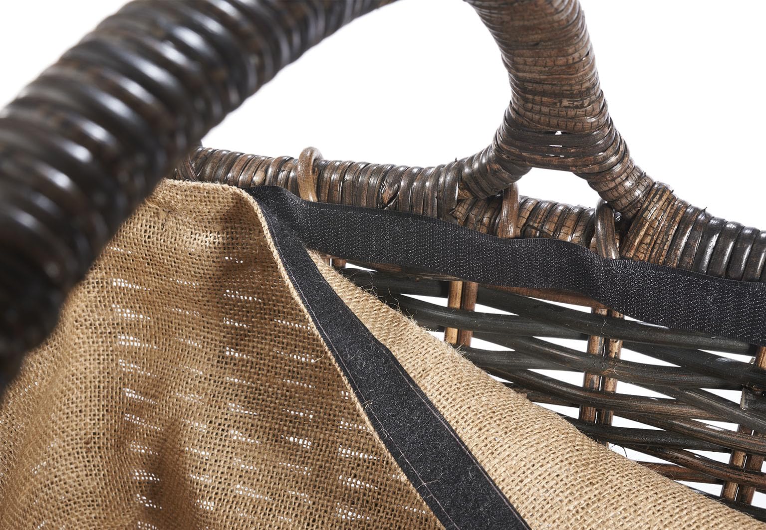 Kobolo Kaminholzkorb Holztrage für Kaminholz Rattan Grau mit Leinenstoff