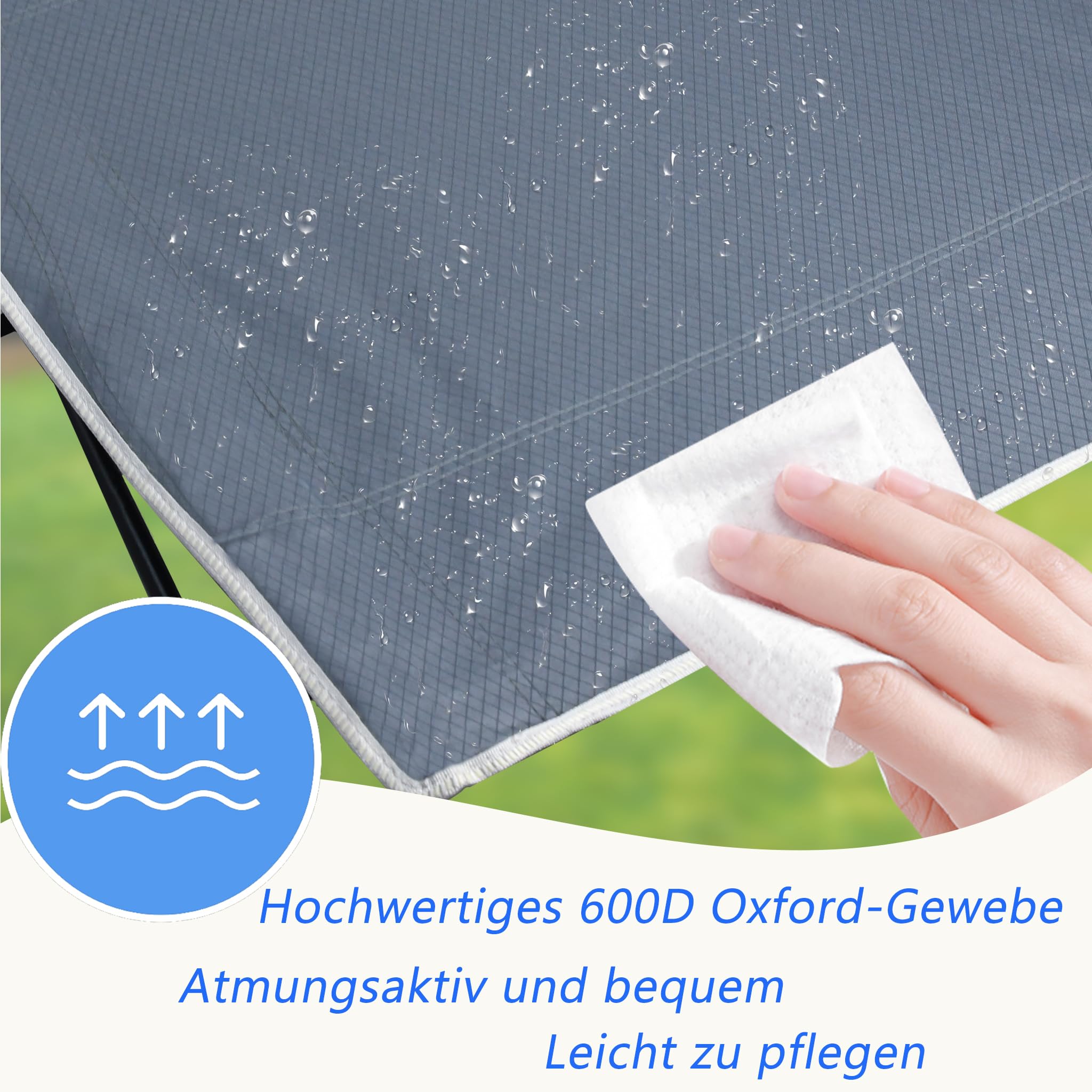 YRHome Klappbar Campingbett Feldbett Klappbett Campingliege Tragbar mit Seitentasche & Tragetasche 190 x 62 x 38 cm Stabiles Metallrohr bis 250kg Belastbar 600D Oxfordgewebe für Camping Strand Büro