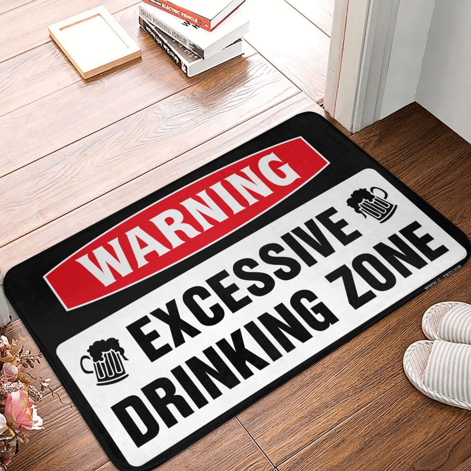 Tapis de porte d'automne extérieur Dsoluuing grand format 65 x 90 cm avec message d'avertissement