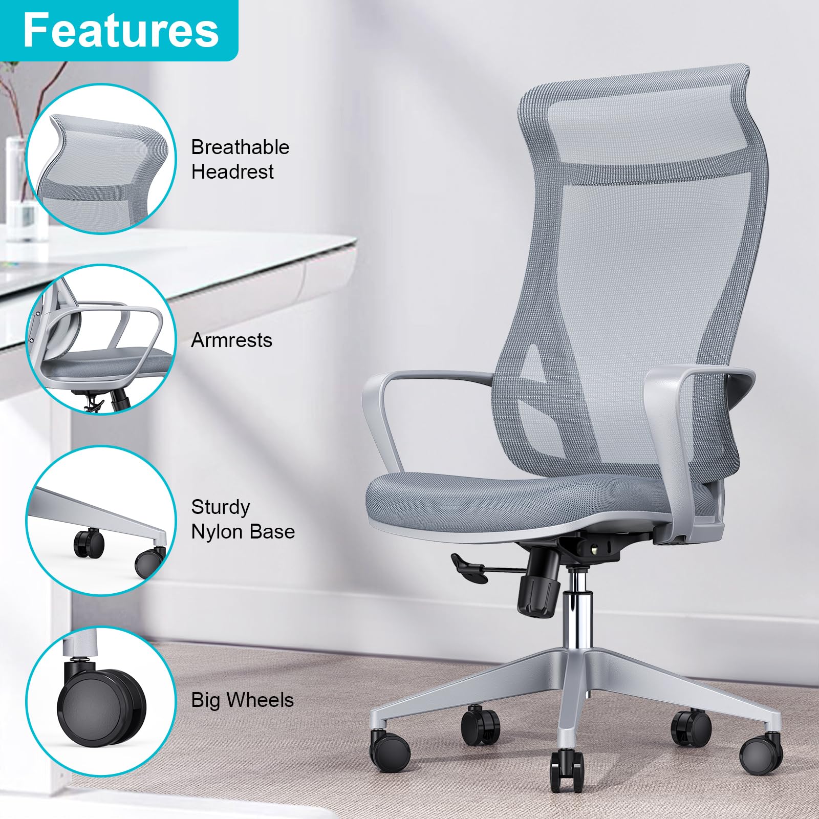 Amazon.co.jp: REDSIRIUS メッシュオフィスチェア グレー : 文房具