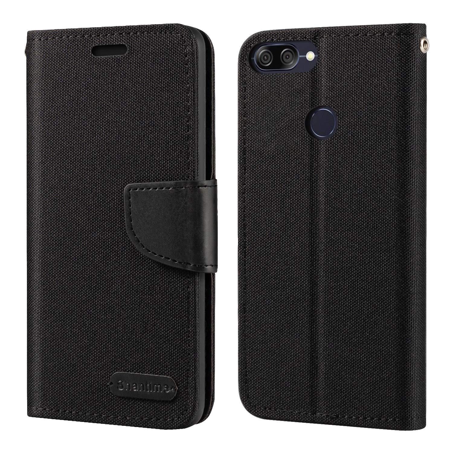 Custodia compatibile con ASUS ZENFONE MAX PLUS M1 ZB570TL ZC570KL X018D X018DC COVER case FLIP LIBRO magnetica STAND GEL silicone eco pelle portafoglio porta carte nero
