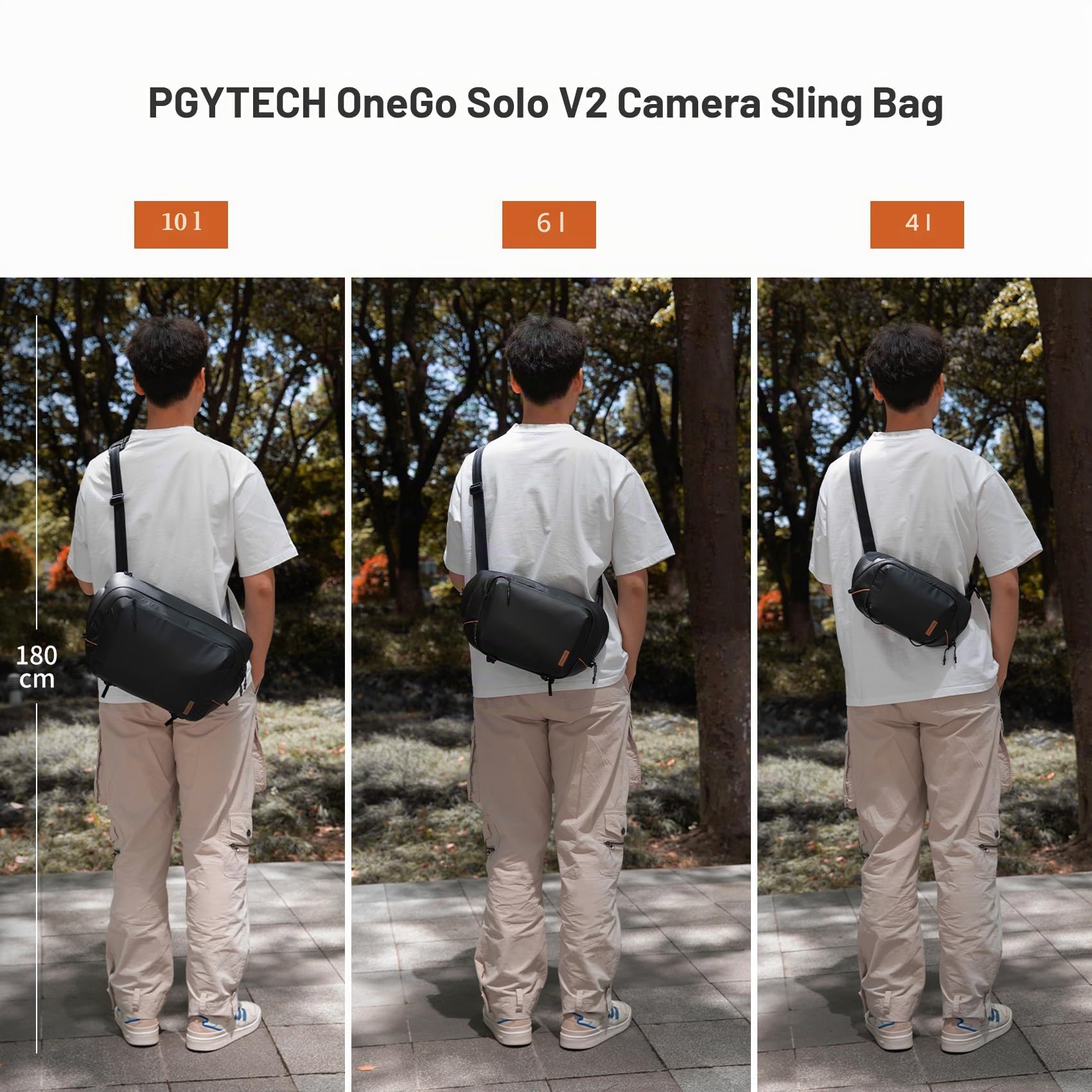 PGYTECH OneGo Solo V2 Borsa Fotografica Professionale Tracolla 4L, Zaino Fotografico Piccolo Impermeabile Compatibile con Fotocamera Reflex Canon, Insta360 X4, DJI OSMO Pocket 4, iPad mini 8.3'', Nero
