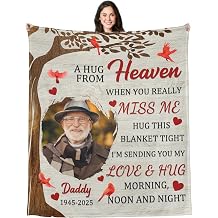Custom Memorial Throw Blanket with Photo - Personalized Sympathy Bereavement Gifts for Loss of Dad Mom Husband Wife Friend, In Loving Memory of Loved One Gifts Style 3 - When you really miss me -2