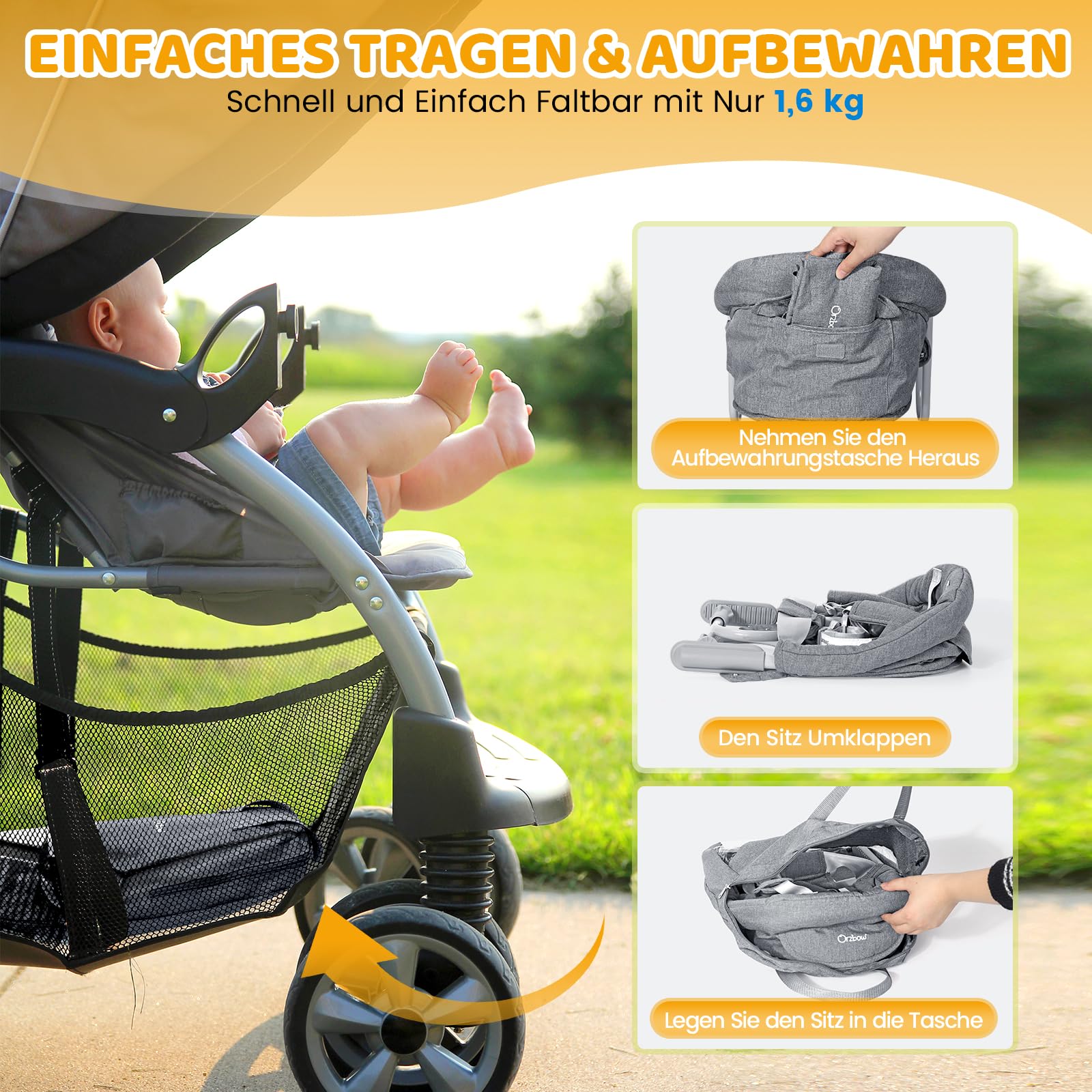 Orzbow Tischsitz Baby mit 5-Punkt-Sicherheitsgurt,Wasserdicht Tischsitz Faltbar Babysitz mit Schultergurt-Polstermatten,Hinterlasse Keine Spuren,Waschmaschinenfest,Ideal für zu Hause und Unterwegs
