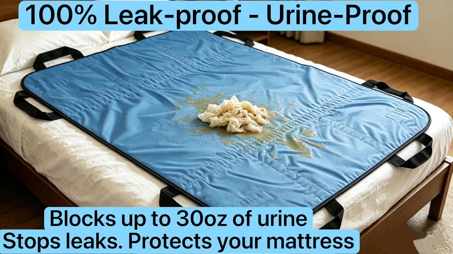 Positioning Bed Pad with Handles for Elderly - Heavy Duty 400LBS Waterproof Washable Reusable Transfer Sheet for Incontinence Bedridden, Patient Turning, Lifting, Repositioning, Sitting Up