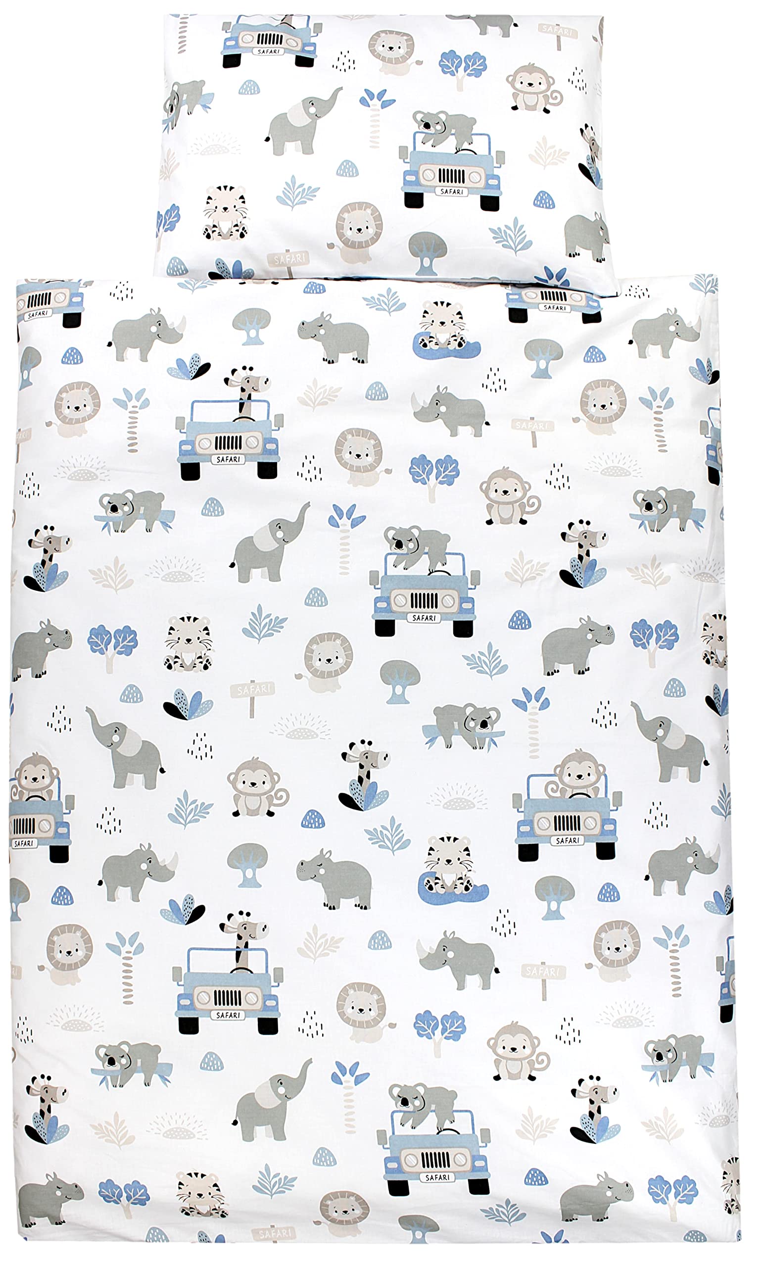 Tuptam Boys Blue Children's Bedding Set Baby Bedding Duvet Cover 100 X 135 120 X 90 Pillowcase 40 X 60 Girls 2-Piece, Zoo 120X90 Cm