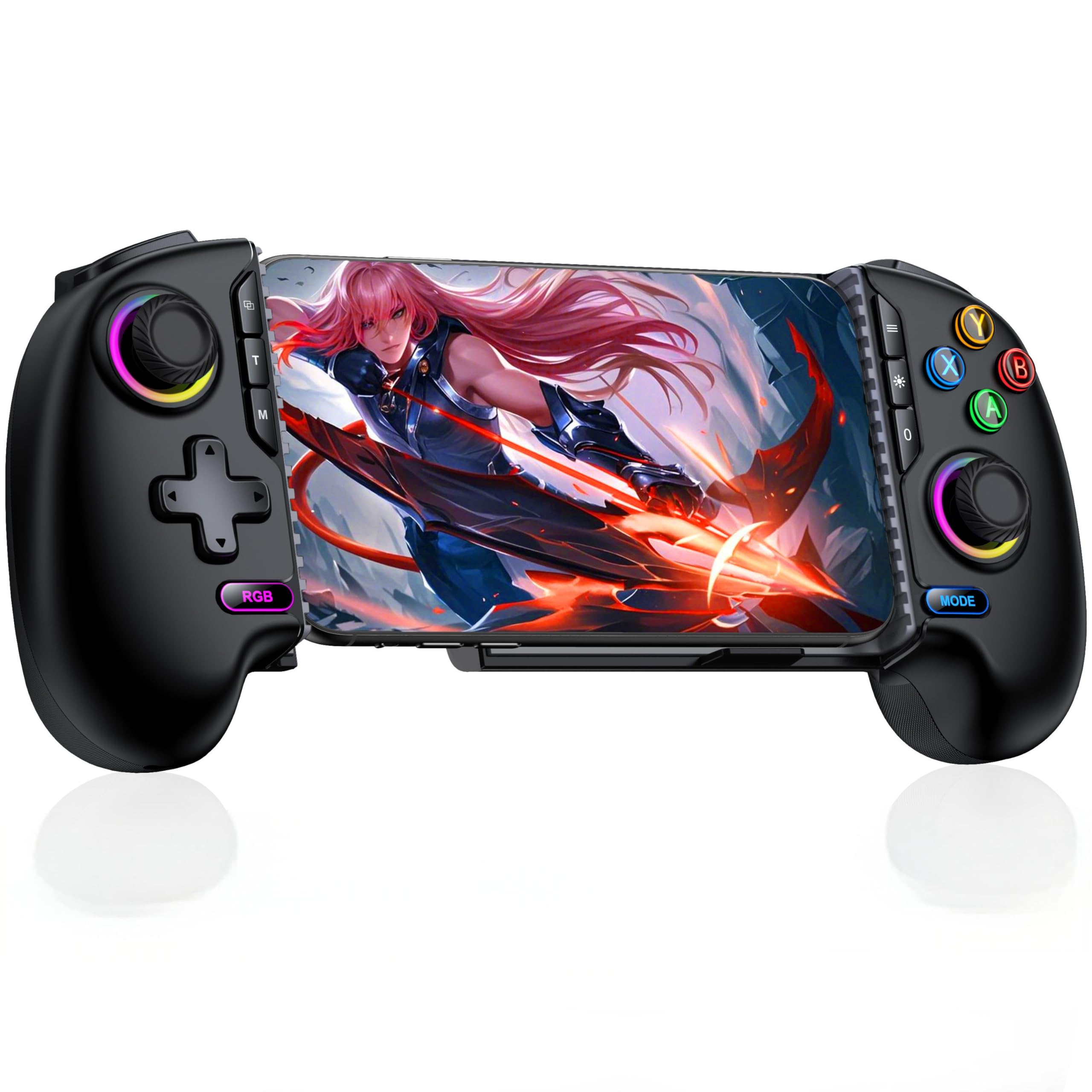 Controller da gioco mobile per iPhone e Android, controller per telefono per Xbox/Steam/GeForce Now/MFi Apple Arcade/Roblox/Minecraft, controller wireless per giochi telefonici con joystick effetto