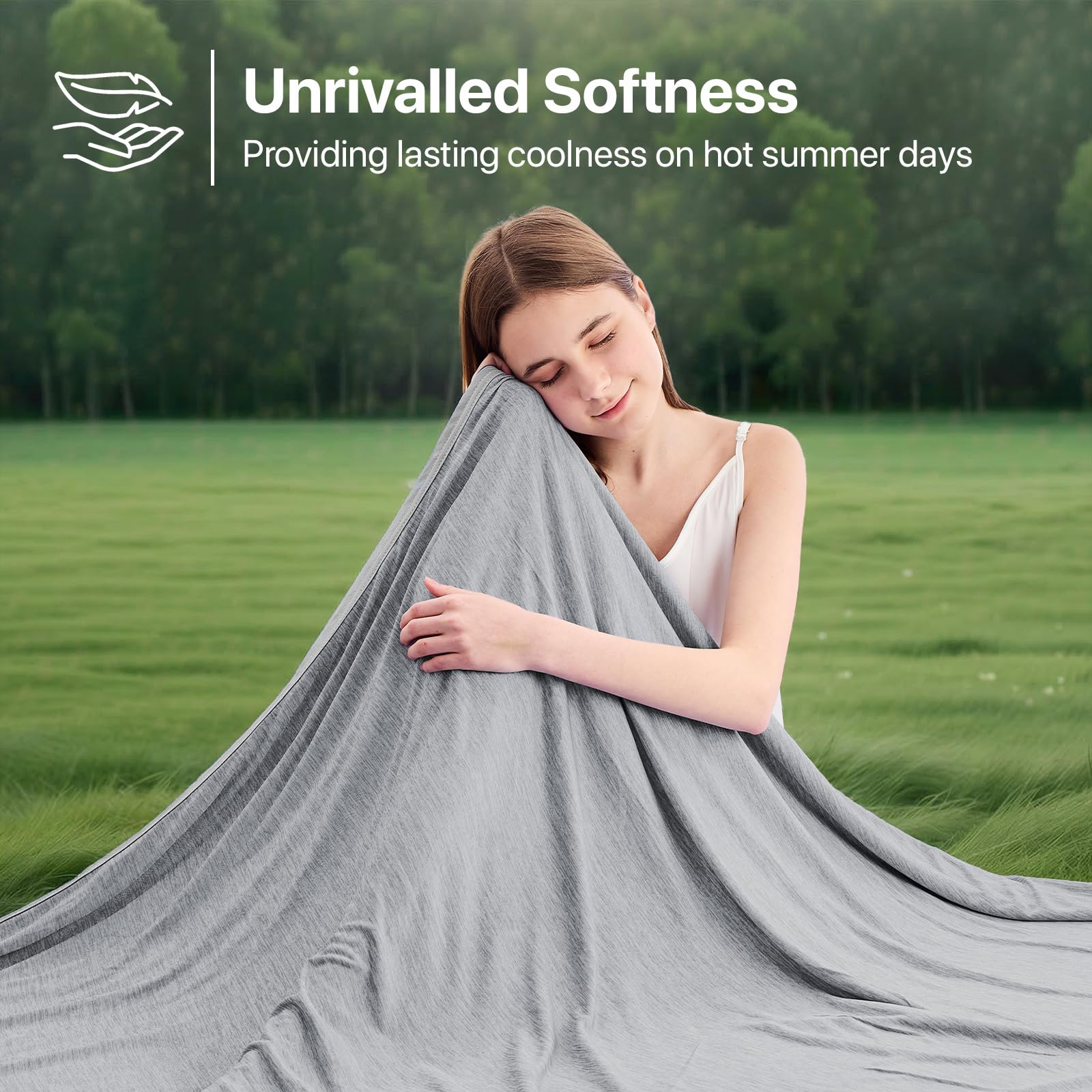 IKALIFE Manta Refrescante para Personas - Manta Fria Verano para Sofa Cama Q-MAX>0.5 Cooling Blanket Enfriamiento Mantas Fresca Verano Sabana Refrescante Refrigerante Gris 130x180 cm