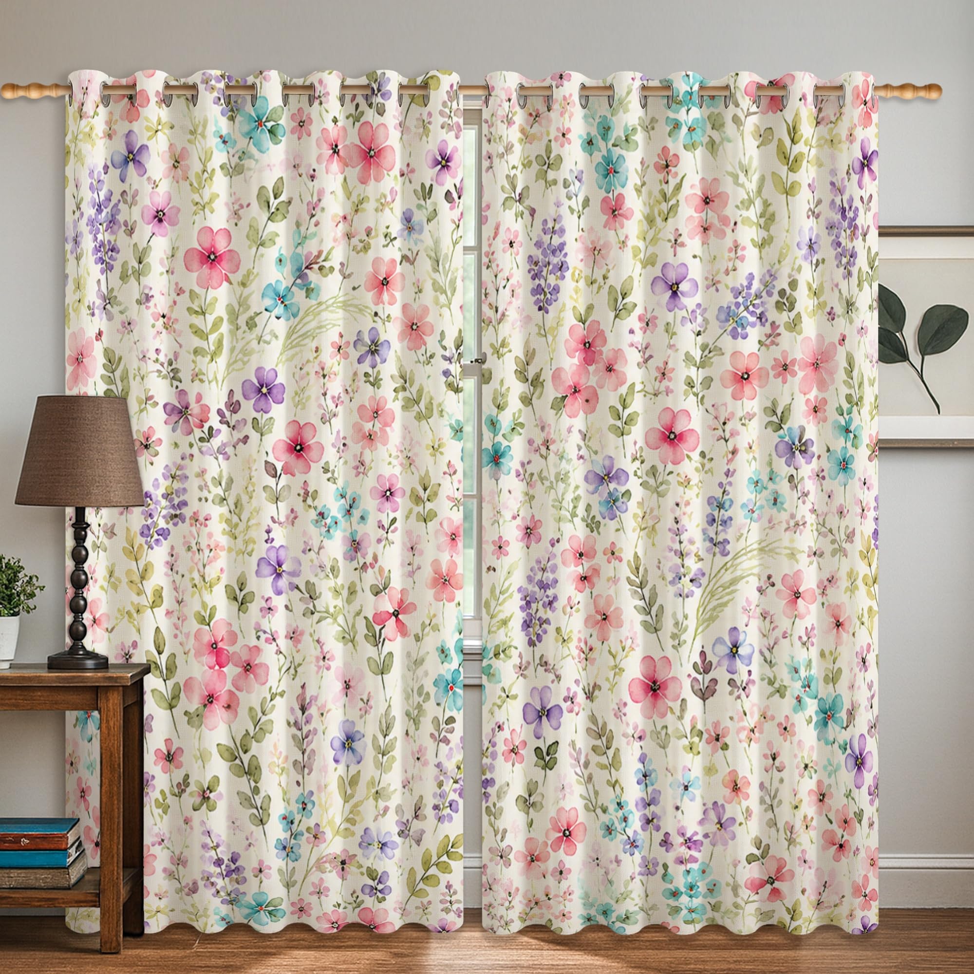 Rideau occultant à motif floral contre le vis-à-vis pour bureau