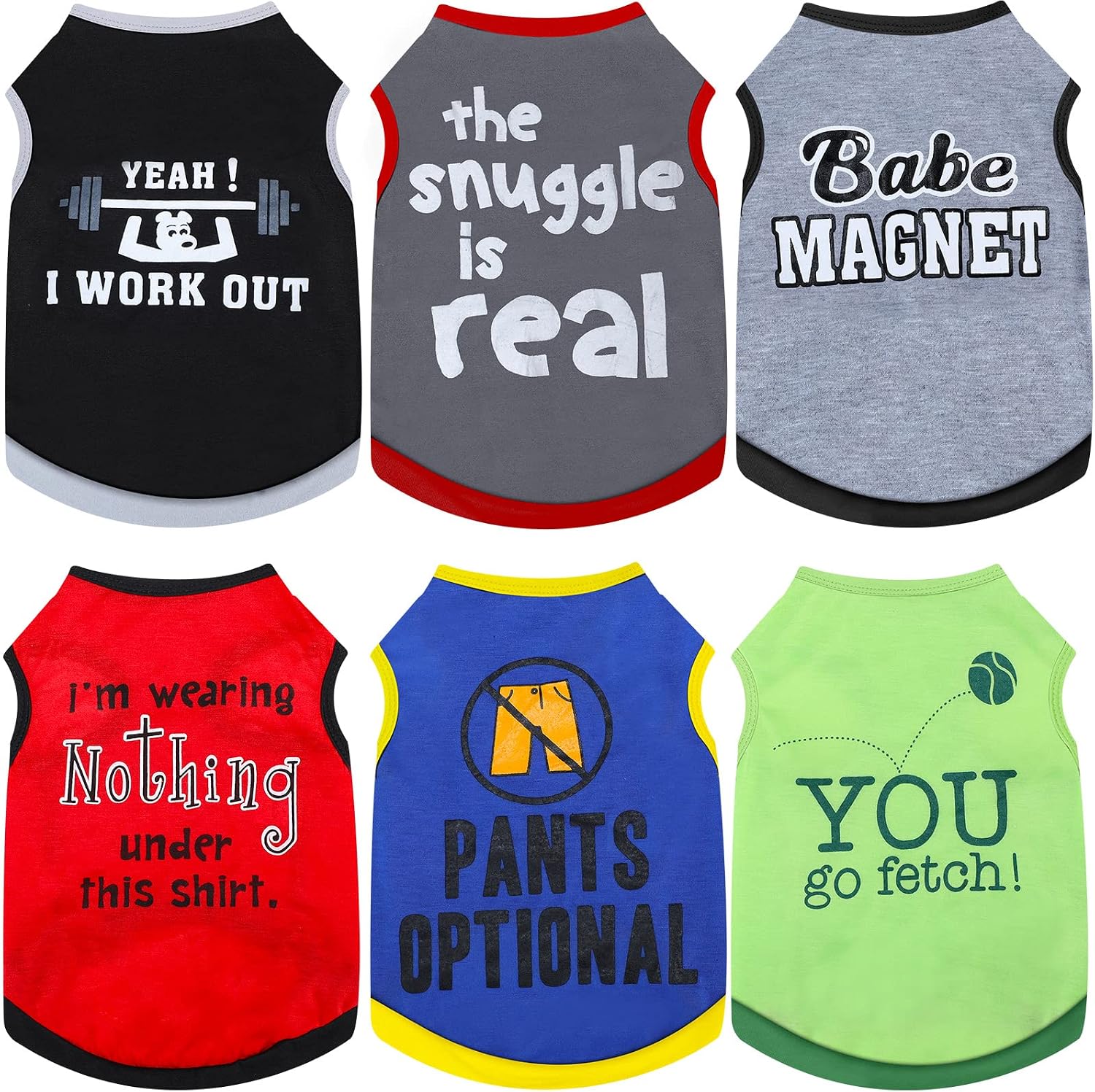 6 Pieces Dog Clothes for Small Dog Dog Shirts for Medium Dogs Letters Dog Clothes Dog Outfits Puppy Shirts Pet T Shirt Dog Clothes for…
