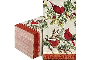 80Pcs Clearance Christmas Paper Guest Napkins Vintage Cardinal Bird Berry Bathroom Napkins...