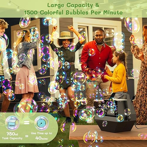 Miniatura 9 de Theefun Bubble Machine 800 Bubbles Per Minute Bubble Maker for Toddlers Kids Portable Plug-in Bubble Blower for Party Wedding Camping-Professional