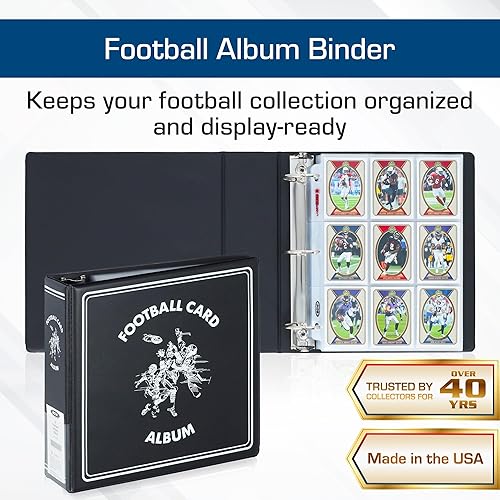Miniatura 2 de BCW Carpeta de tarjetas de fútbol con anillo en D de 3 pulgadas, color negro, con capacidad para 90 páginas, carpeta de tarjetas de fútbol de diseño