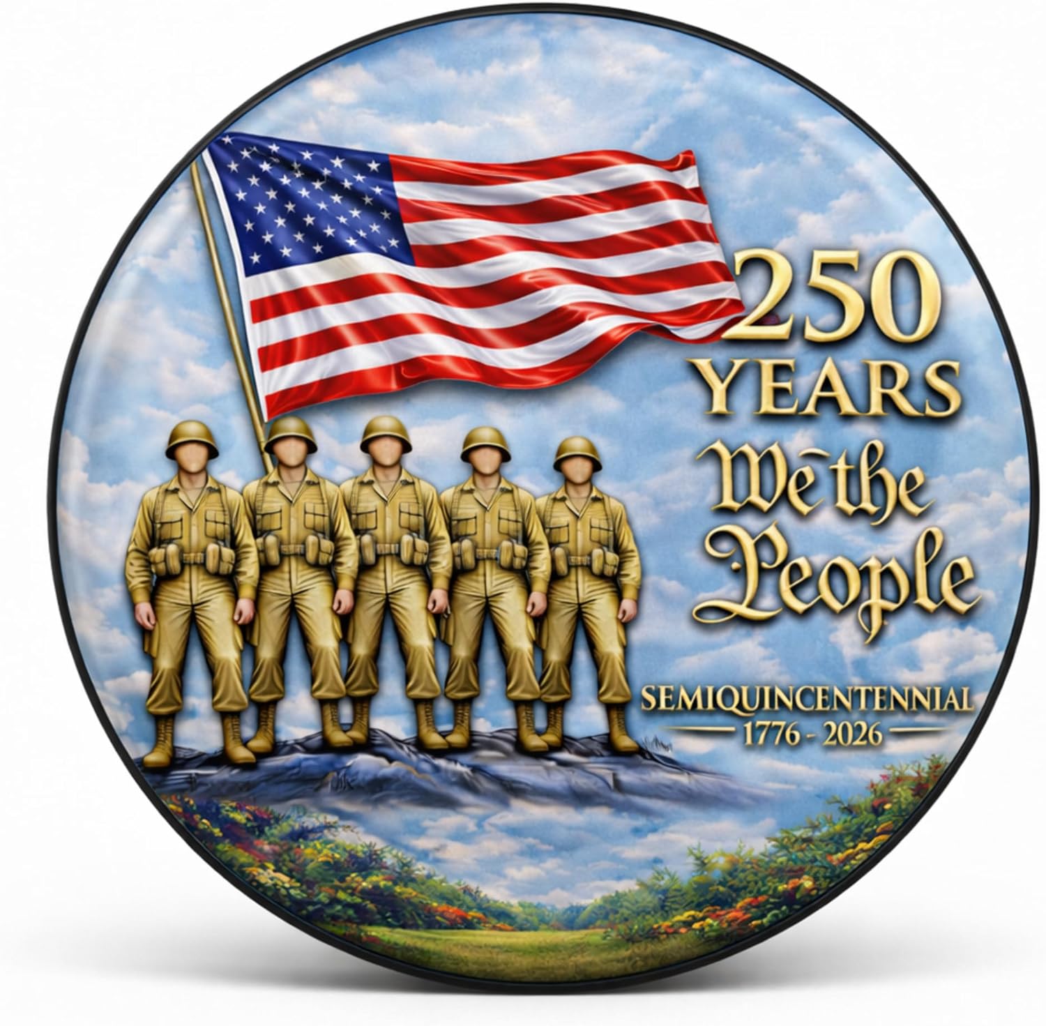 ThangPham Shop America 250th Anniversary 1776–2026 Spare Tire Cover with/Without Backup Camera Hole – Patriotic US Flag Wheel Cover
