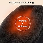 Longbay Women's Warm Chenille Knit Bootie Slippers Memory Foam Comfy Suede Fluffy Faux Fur Memory Foam Winter Boots House Shoes