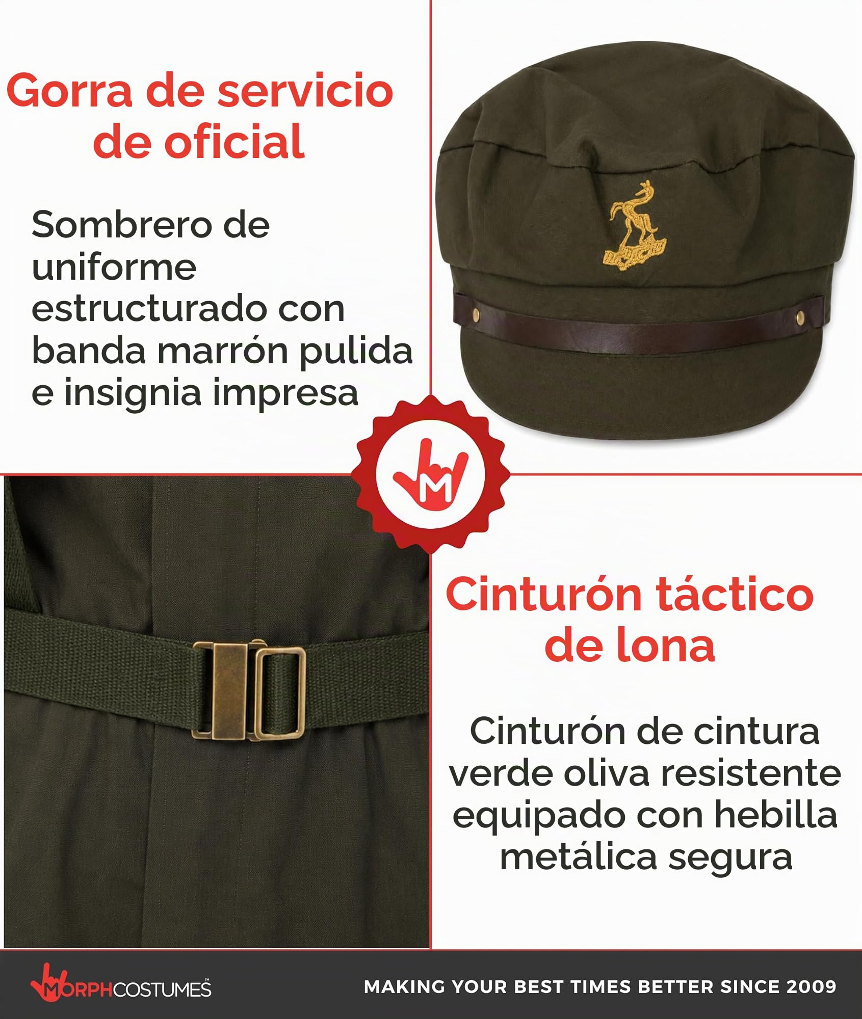 Fun Shack Disfraz Soldado Adulto, Disfraz Militar Halloween Adulto | Chaqueta Verde con Corbata, Pantalón, Cinturón & Gorra Militar, Perfecto para Halloween, Ideal para Disfrazarse