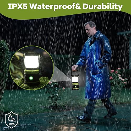Miniatura 5 de Linterna LED portátil para campamento, 1800 lm, linterna recargable para tienda de campaña, linterna IPX5 impermeable, 4 modos de luz para luces de