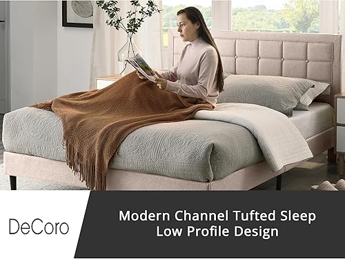 Miniatura 44 de Classic Brands Mornington - Base de cama y cabecera tapizadas Gris oscuro,Lino,Gris claro,Gris