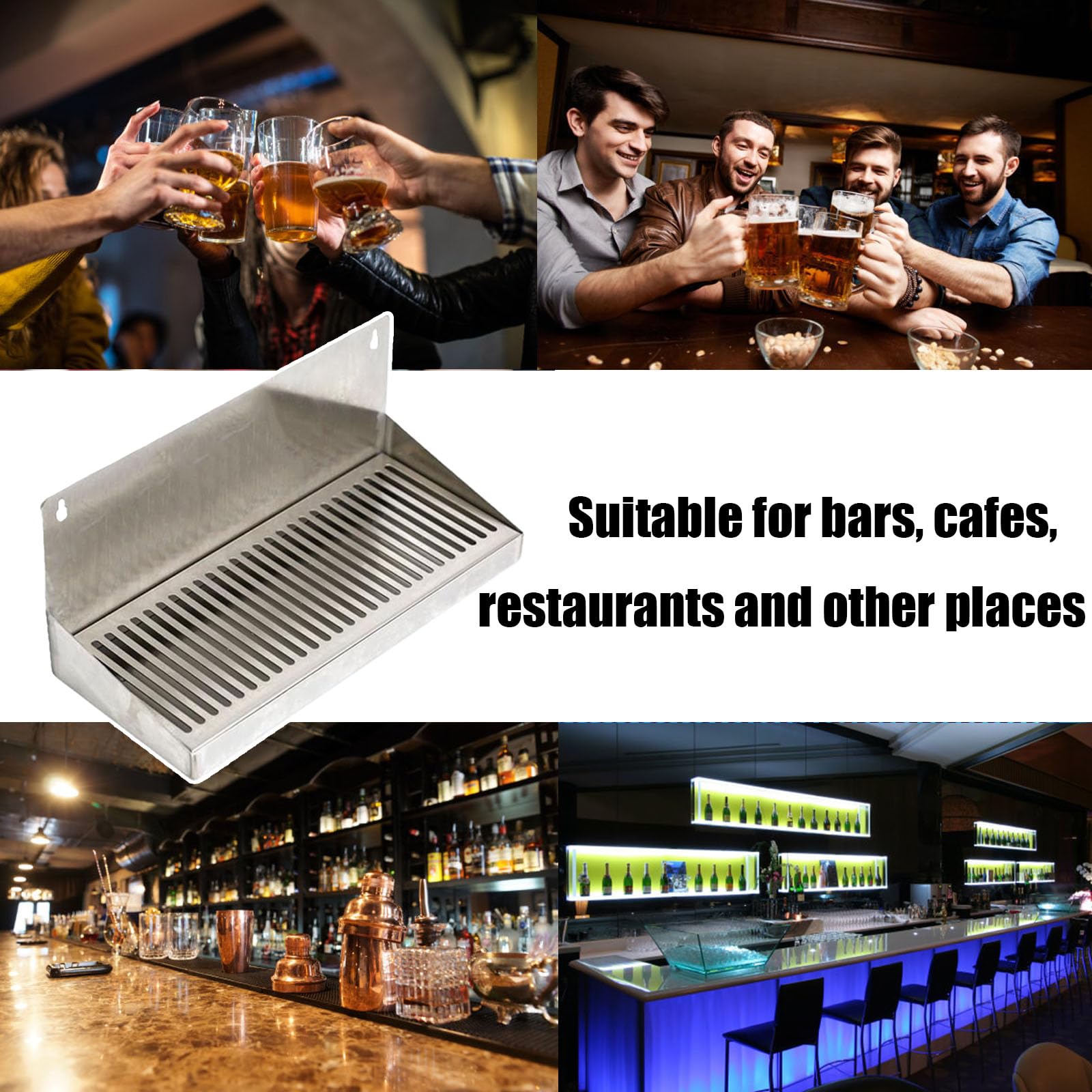 Vaschetta raccogligocce per Birra da Parete, in Acciaio Inox, Vassoio da Bar Domestico da 30 cm, Senza Foro di drenaggio, Facile da Pulire e da Usare.