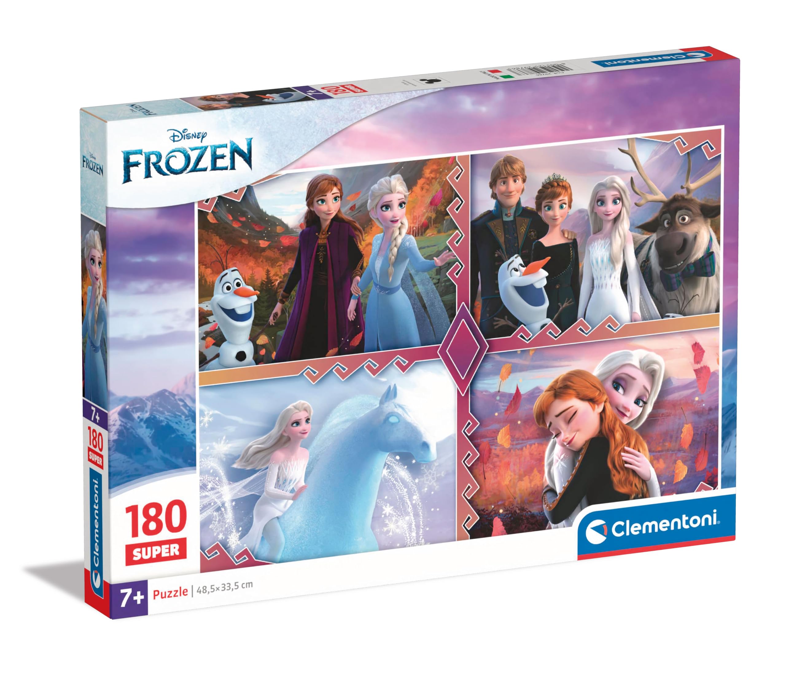 Clementoni Jigsaw Puzzle Disney Frozen 2 180 Pieces - Supercolor Puzzle For Children 7-9 Years, Cartoon, Disney, Gift For Boy/Girls, Puzzle For Kids, Made In Italy, 29786