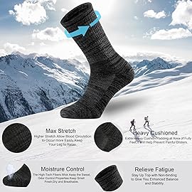 Ortis Men\'s Merino Wool Cushion Crew Socks with Moisture Wicking Control Light Weight Breathable for Outdoor Hiking Cycling(MixColor2 L)
