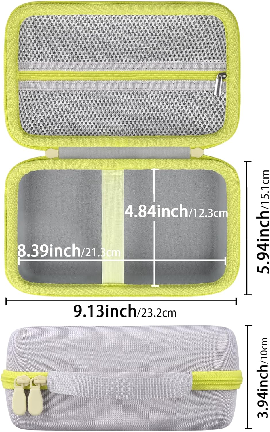 Label Printer Case Compatible with Brother P-Touch PTH110BP/PTH110/PTH111 Pro Label Maker(Gray Case,Green Zipper) - Image 6