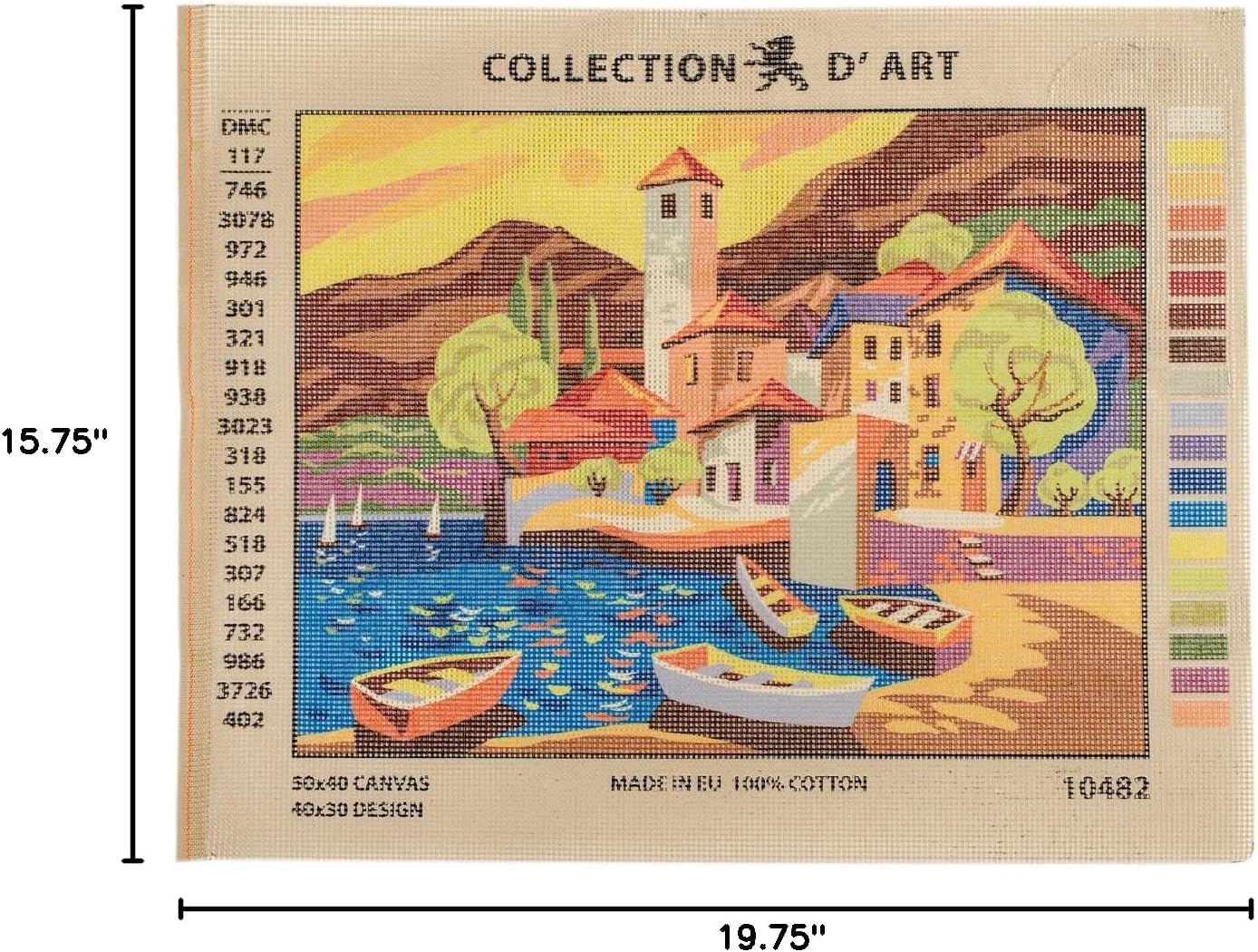 RTO "Port D'Art Needlepoint Printed Tapestry Canvas, 40 x 50cm