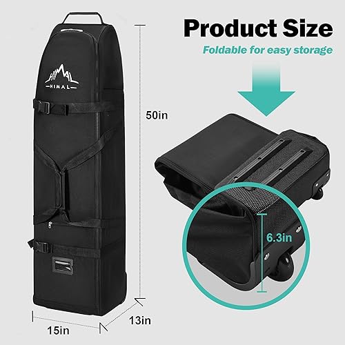 Miniatura 2 de Himal Outdoors Soft-Sided Golf Travel Bag with Wheels - Heavy Duty 600D Polyester Oxford Wear-Resistant, Excellent Zipper Universal Size Negro