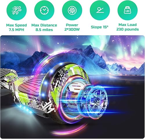 Miniatura 4 de Scooter con accesorio de asiento para niños y adultos, scooter de equilibrio de 6.5 pulgadas y 8.5 pulgadas con altavoces Bluetooth y luz LED
