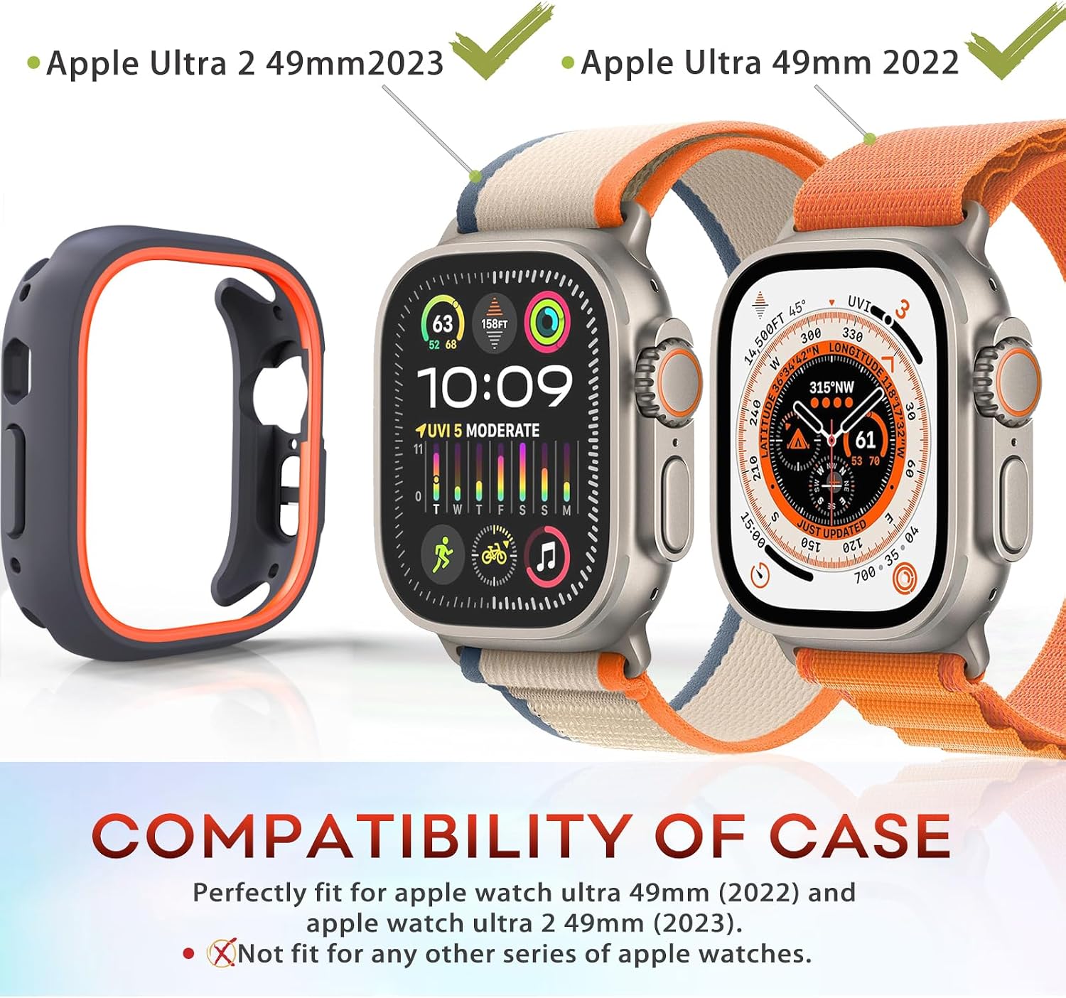 Matte Bumper Fit for Apple Watch Ultra 3 49mm Case for iWatch Ultra 3/2/1, Heavy-Duty Protective Bumper Minimalist Style Anti-Fingerprint Watch Cover for iWatch 49mm Bands Accessories - Orange