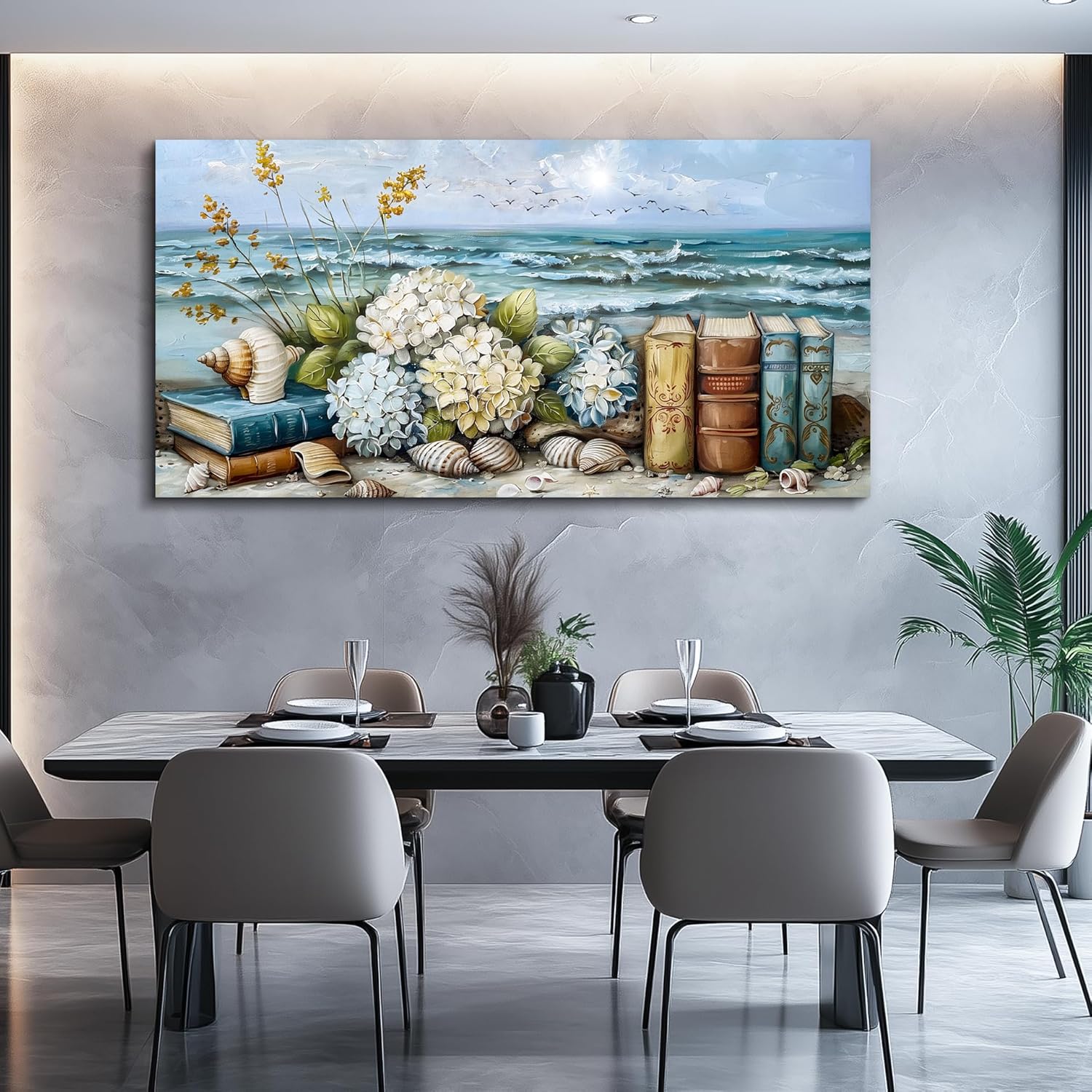 PHAOHUAXM Large Canvas Wall Art For Living Room Wall Decor Vintage Printing Painting Abstract Sea View Mural Dining Room Bedroom Bathroom Kitchen Home Decoration Aesthetics Ready To Hang 20x40 In