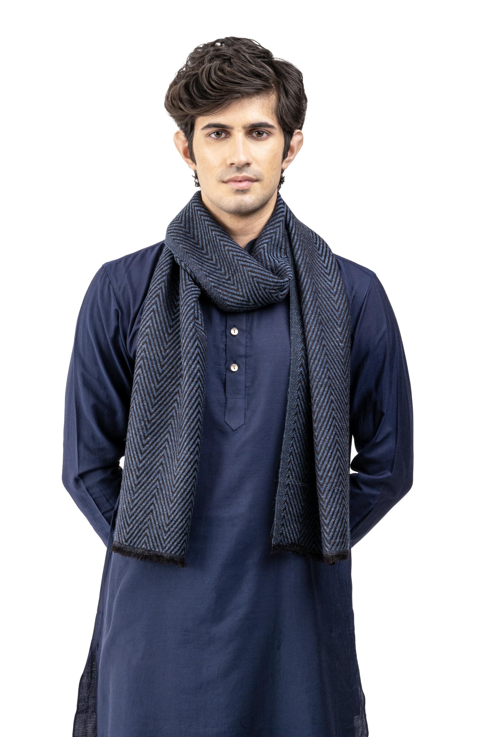 naureen Men Luxury AcroWool Herringbone Weave Muffler, Warm and Soft, 14x72 inch, Unisex Colours-picture-49