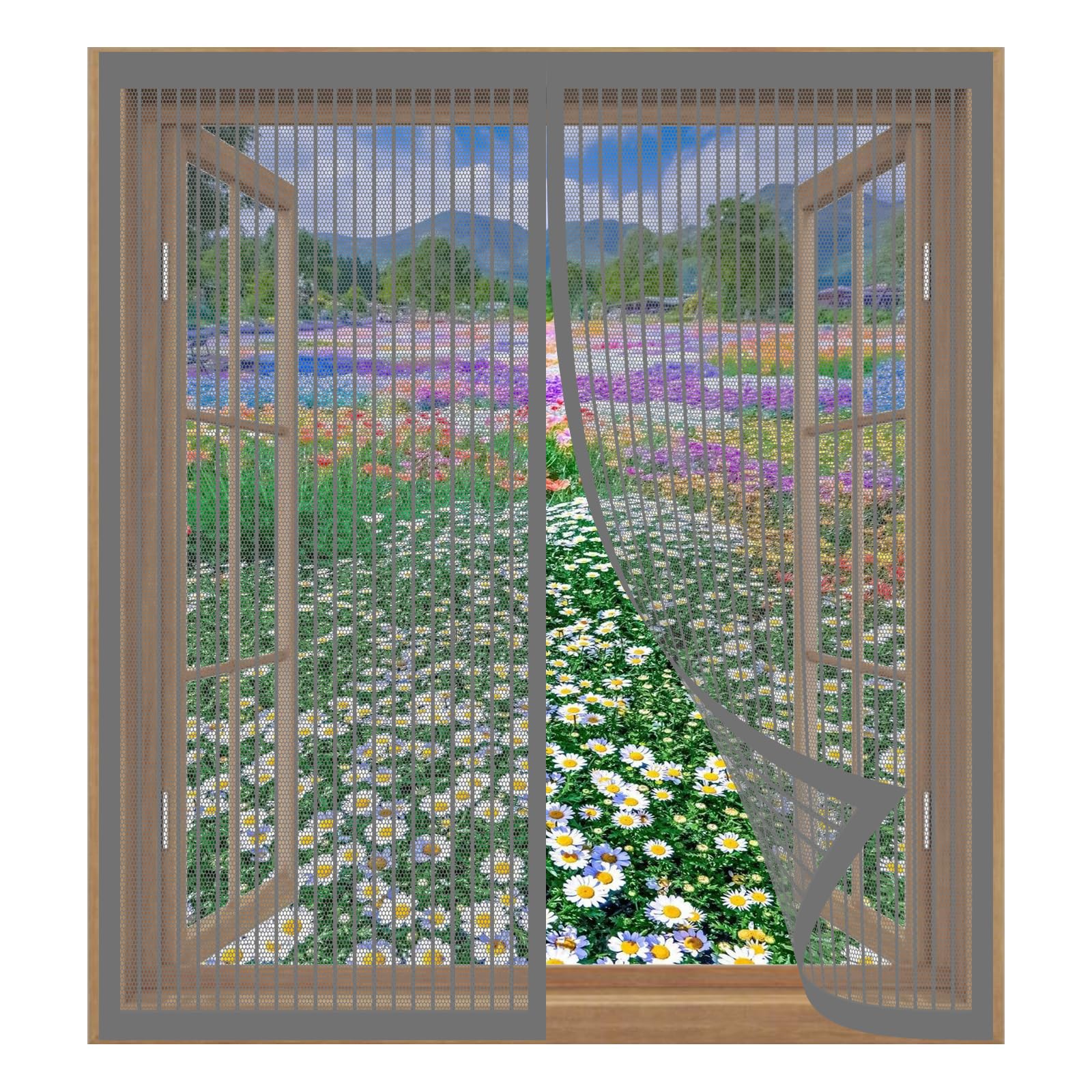Magnetic Fly Screens 95 x 55 cm Easy Installation No Drilling Or Screwing Mosquito Net Window for Windows Nets to Keep Bugs Out, Grey