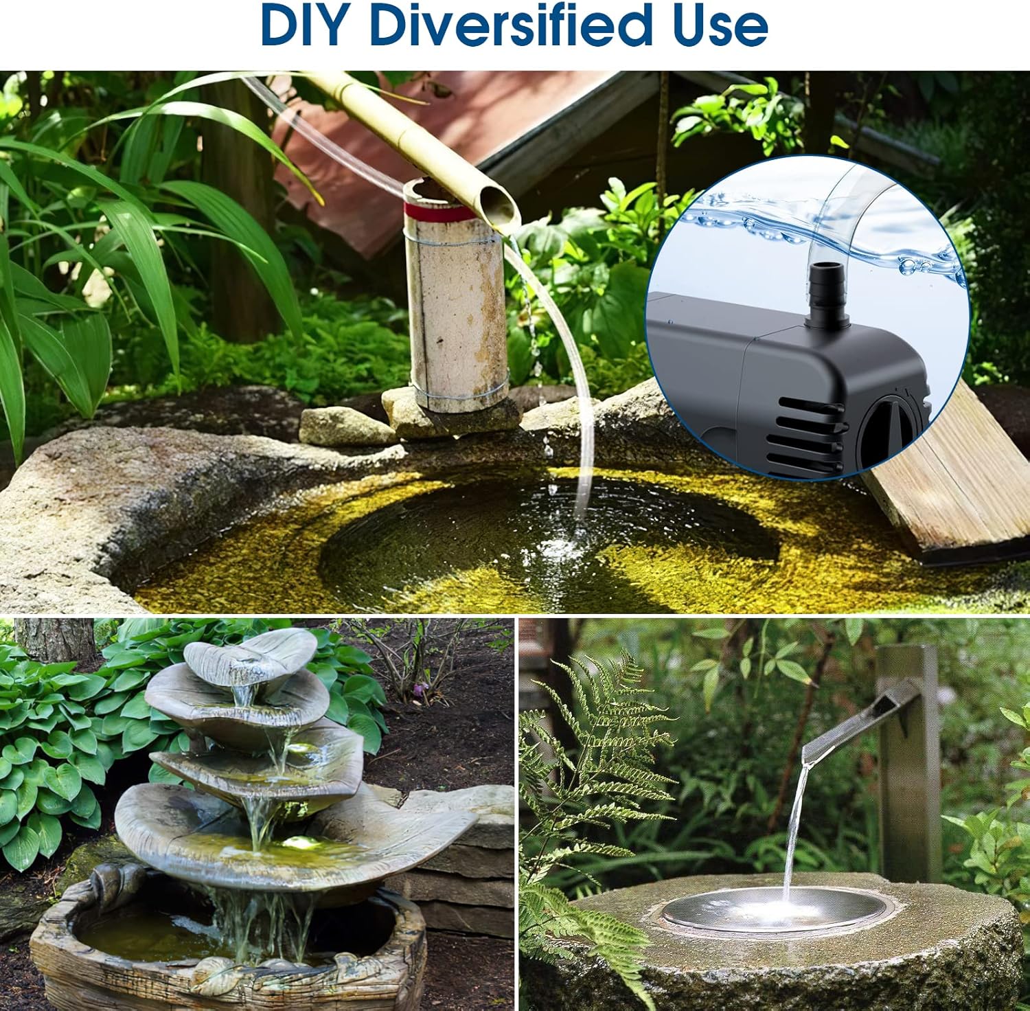 Antfraer 12W Solar Water Pump, Solar Water Fountain Pump 160GPH Flow Adjustable with 6.6FT PVC Tubing, Solar Pond Pump for Fish Pond Garden Waterfall Hydroponics DIY Water Features