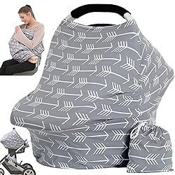 Car Seat Canopy Breastfeeding Cover - Multi Use Baby Stroller and Carseat Cover, Breastfeeding Covers, Boys and Girls Shower Gifts (Classical Arrows)