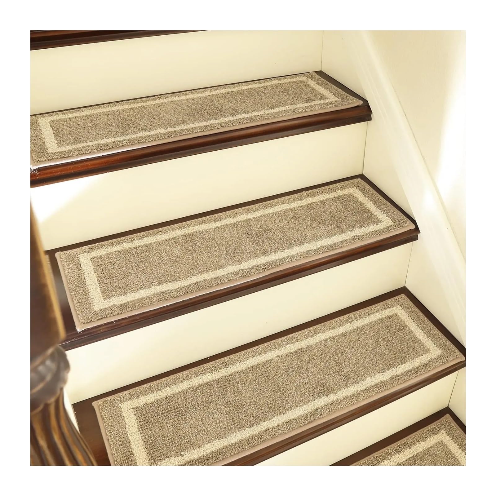 Alfombrillas antideslizantes para escaleras de madera en pack de 15 piezas lavables color beige