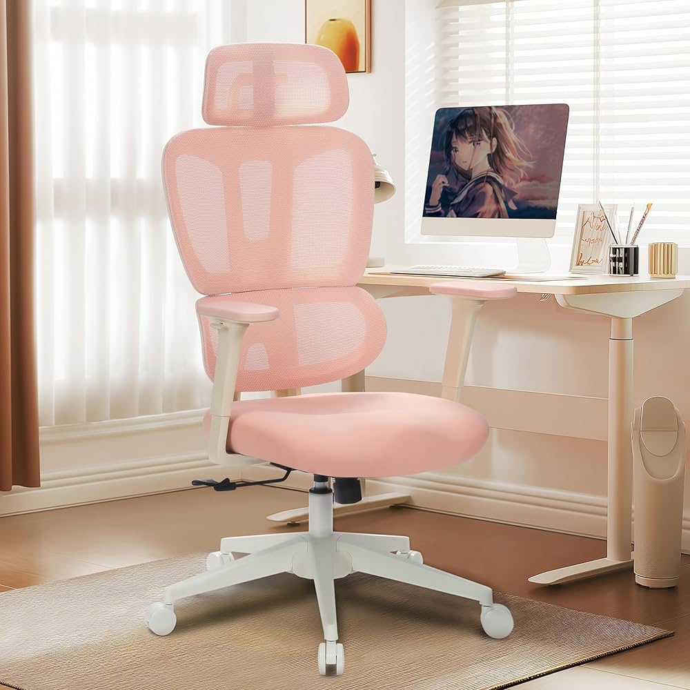 COCOLUXE Ergonomic Office Chair, Pink Desk Chair, Computer