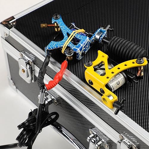 Miniatura 4 de Solong Kit Completo de Tatuaje 4 Pistolas de Máquina Pro 54 Tintas Fuente de Alimentación Pedal de Pie Agujas Agarres Puntas Estuche de Transporte