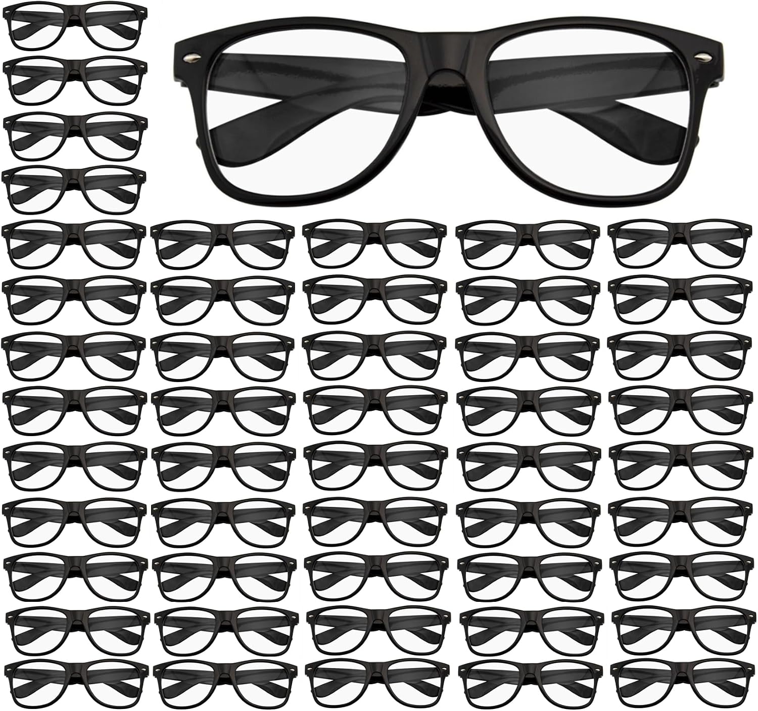 Nerd Glasses w/Clear Lenses (10, 20 or 50) - Black, White or Multi-Colored - Ages 12+, Non-Prescription