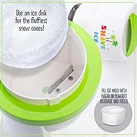 Vista 5 de Nostalgia Máquina de Granizados de Cono de Nieve Raspado Retro de Mesa - Incluye 1 Taza de Plástico Reutilizable y Moldes de Hielo, Blanco, Verde