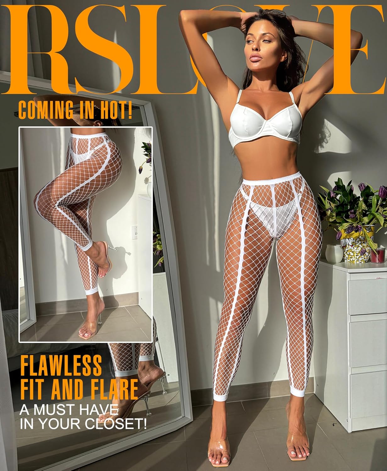 RSLOVE Womens Pantyhose Fishnet Stockings Sexy Tights Lace Hight Waist tights Mesh Stockings Fish Net Tights - Image 2