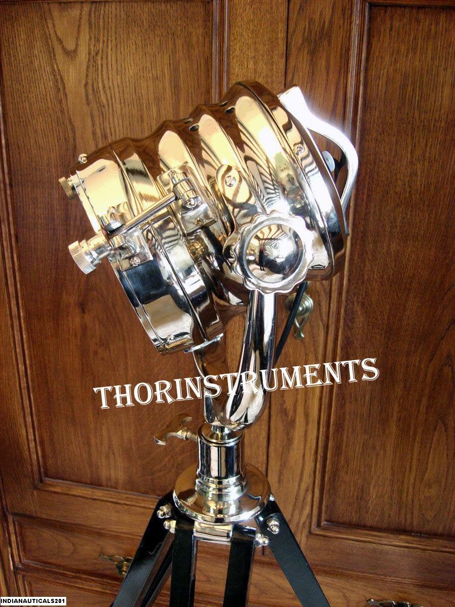 THOR INSTRUMENTS Marine Designer Search Spot Light Chrome Black Wood Tripod Stand Living Room Decor Rustic Vintage Home Decor Gifts