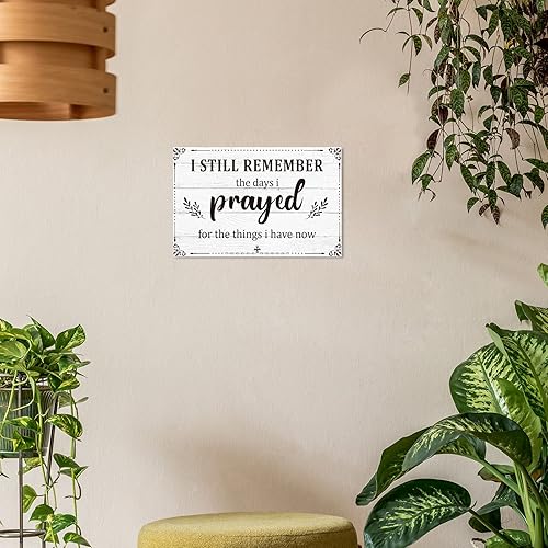 Miniatura 5 de Letrero inspirador con texto en inglés "I Still Remember The Days I Prayed", letreros inspiradores para mesa de estar, centros de mesa de madera,