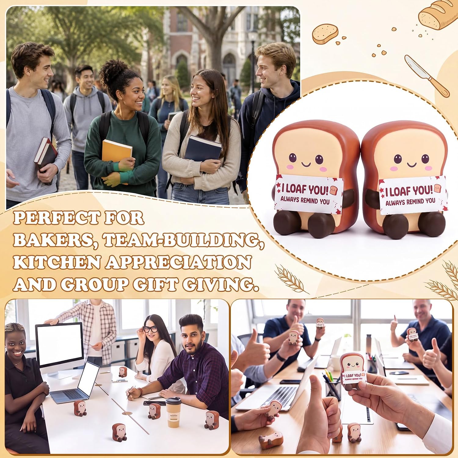 Teyva 24 Sets Toast Stress Relief Squeeze Balls, Employee Gifts Bulk image 4