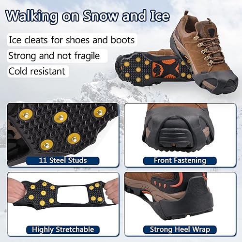 Miniatura 3 de Tacos de tracción de hielo crampones para caminar sobre nieve y hielo zapatos antideslizantes para nieve de hielo tacos de tracción para invierno