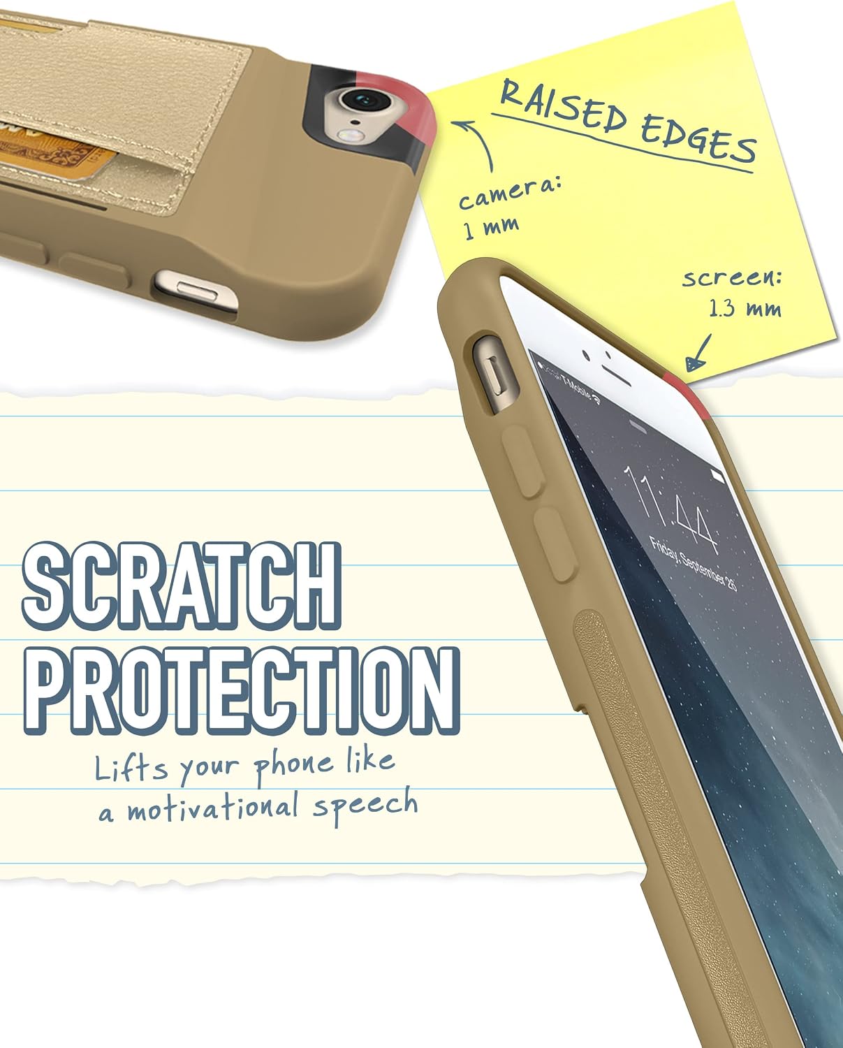 Smartish® iPhone SE Wallet Case - Wallet Slayer Vol. 2 [Slim + Protective + Grip] Credit Card Holder for Apple iPhone SE 2022/2020 & iPhone 7/8 - Goldilocks