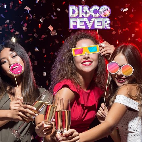 Miniatura 7 de Accesorios para cabina de fotos de los años 80, 30 piezas de accesorios retro de los años 80 para niños, niñas y adultos, suministros de decoración