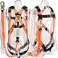 WELKFORDER 2-Pack ANSI Z359 Compliant 1D-Ring Full Body Safety Harness with 6ft Shock-Absorbing Lanyard - Industrial Fall Arrest Kit