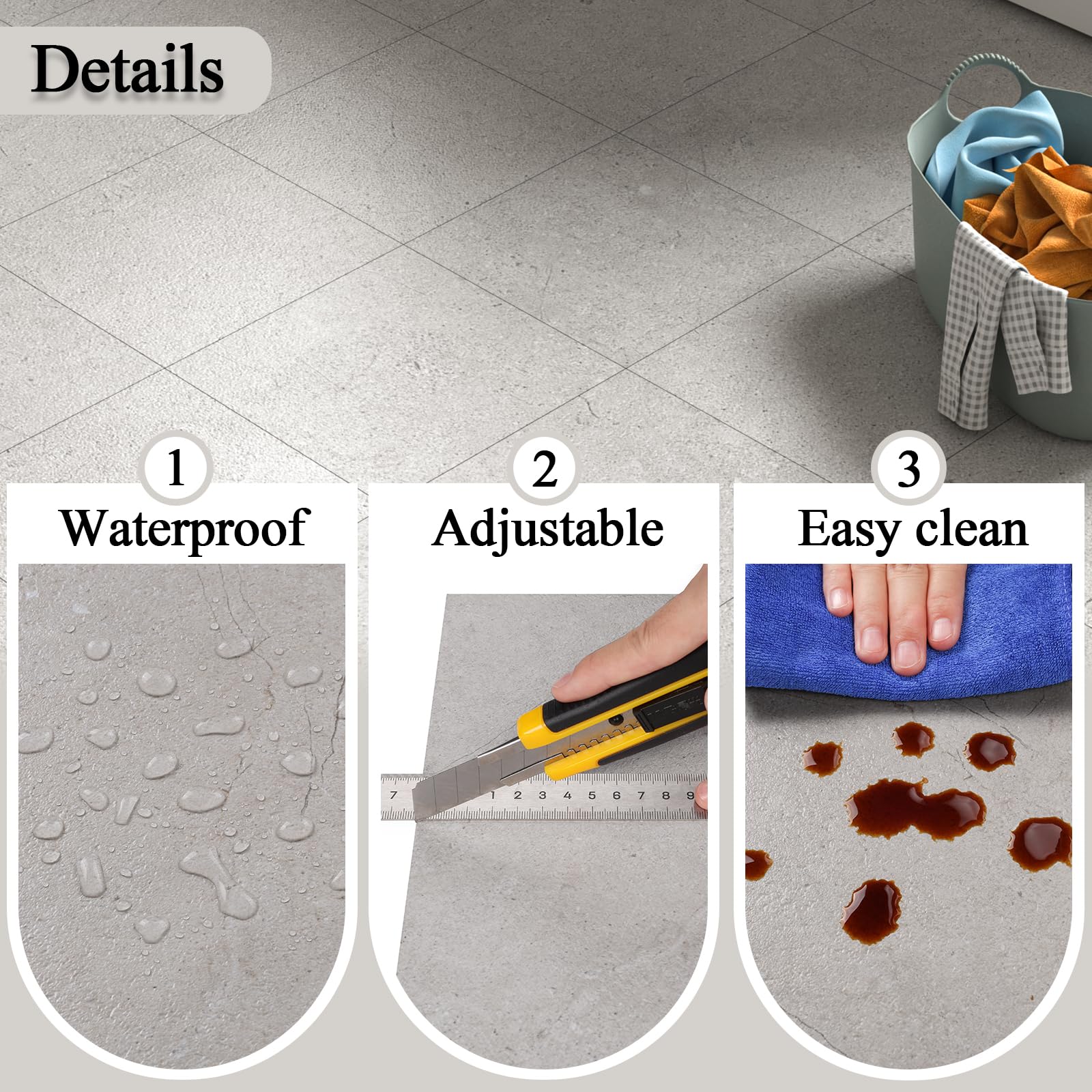LaCheery 18 Pezzo Piastrelle Adesive Pavimento Bagno PVC Grigio Piastrelle Adesive Pavimento Cucina Granito 30cm x 30cm Pavimenti PVC Adesivi Interni Impermeabile per Soggiorno Resistente all'Usura