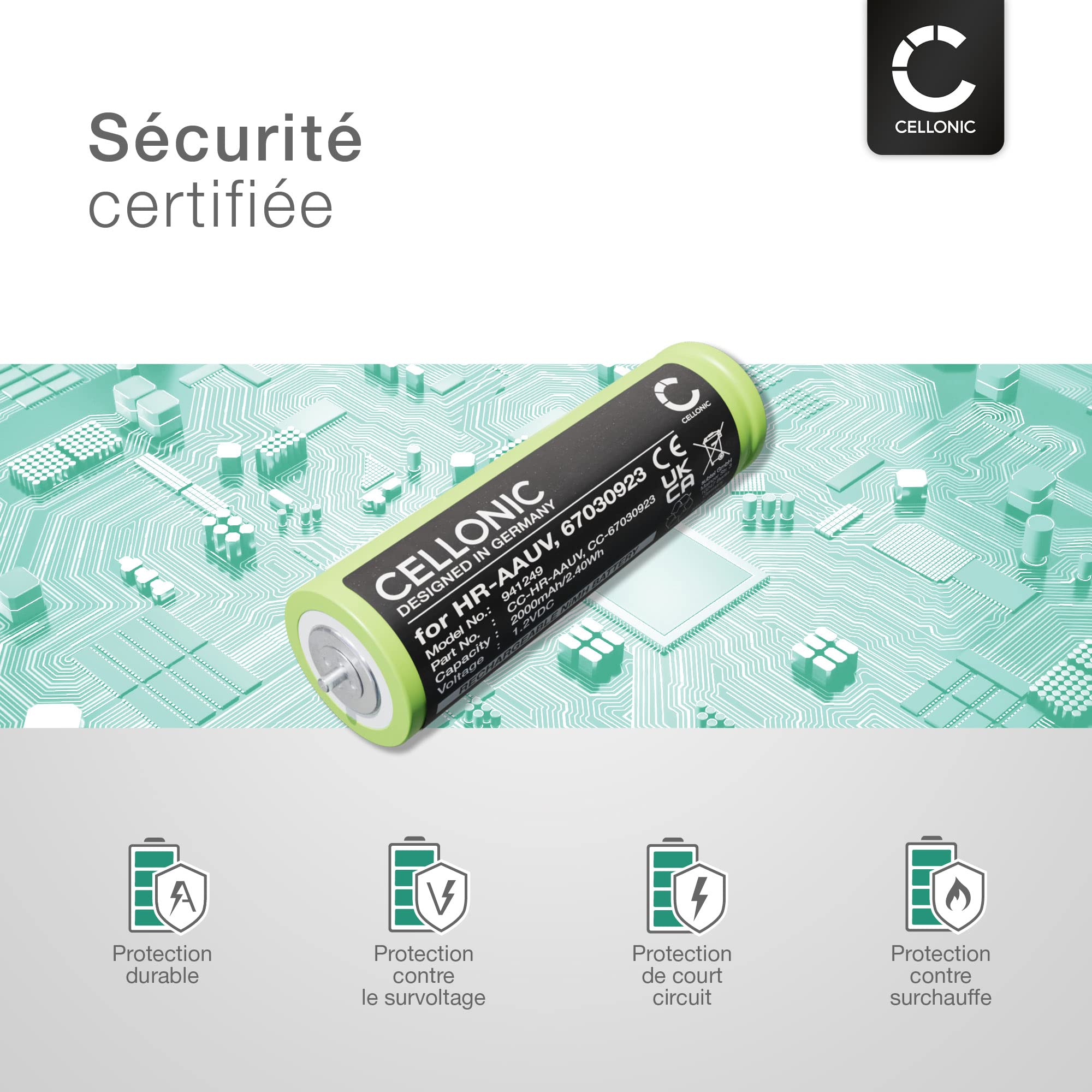 Batterie Rechargeable 1800mAh Pour Rasoir Braun – Modèles 340s, 320, 330, Etc., 1,2V NiMH